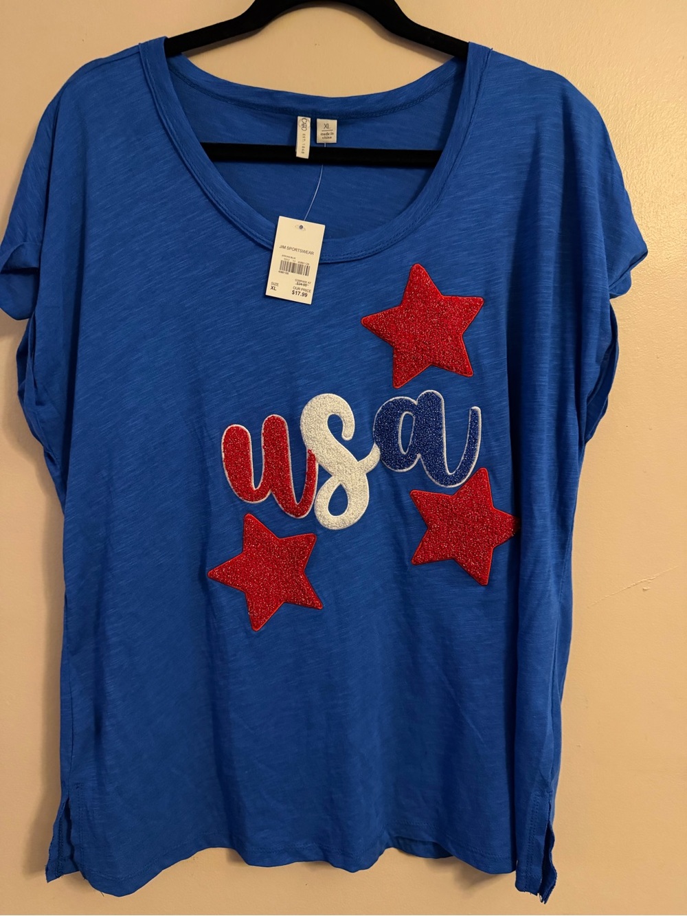 Cato Strong Blue Crewneck Tee with Red Accent